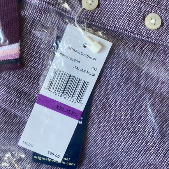 Penguin Short Sleeve Birdseye Knit Polo Italian Plum‎ XXL  NWT IN PACKAGING - Picture 6 of 7
